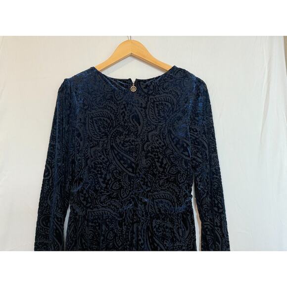 NEW Tommy Hilfiger Velvet Burnout Dress Womens Size 10 Paisley Black Whimsigoth - Picture 7 of 15